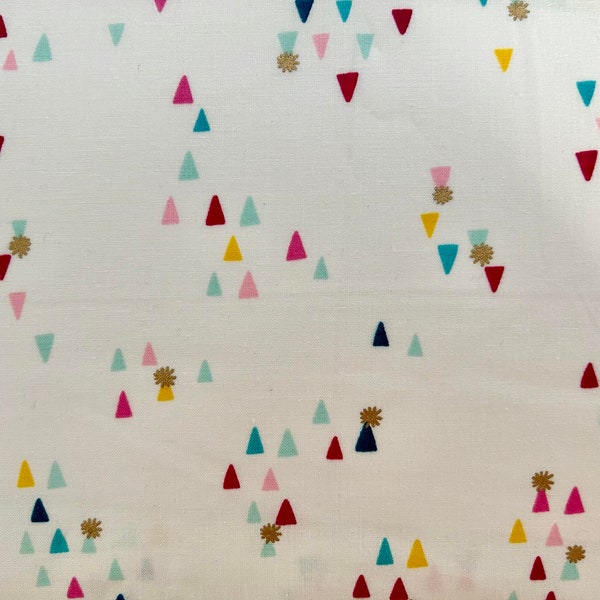 Multi Colored Triangle Party Hat Fabric - Ruby Star for Moda Birthday Cotton