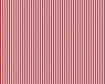 Slightly Flawed LAST 13" of Red and White Stripe Fabric - Riley Blake Designs 1/8" Stripe -  Red and White Stripe - Narrow Stripe Fabric