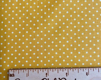 Dark Yellow Small Dot Cotton Fabric - Riley Blake Swiss Dot in Golden