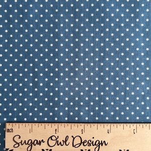 Medium Blue Small Dot Fabric - Riley Blake Denim Blue Swiss Dot