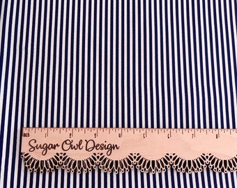 Navy and White Stripe Fabric - Riley Blake Designs 1/8" Stripe -  Narrow Navy and White Stripe Cotton Fabric