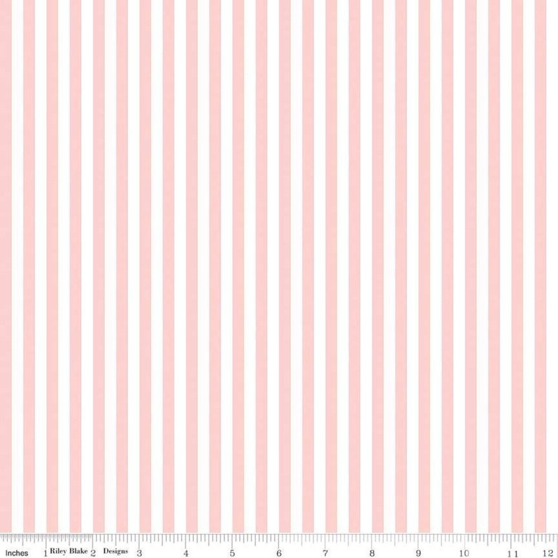 Pink and White Stripe Fabric Riley Blake Designs 1/4 Etsy
