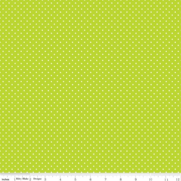 Lime Green Small Dot Fabric - Riley Blake Swiss Dot in Lime