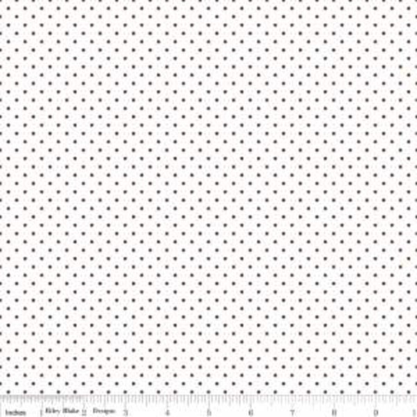 Dark Brown Small Dot Fabric - Riley Blake Swiss Dot - White and Brown Pin Dot Fabric
