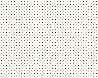 LAST 16" of Black Pin Dot Fabric - Riley Blake Swiss Dot - Black and Cream Tiny Dot Fabric Remnant