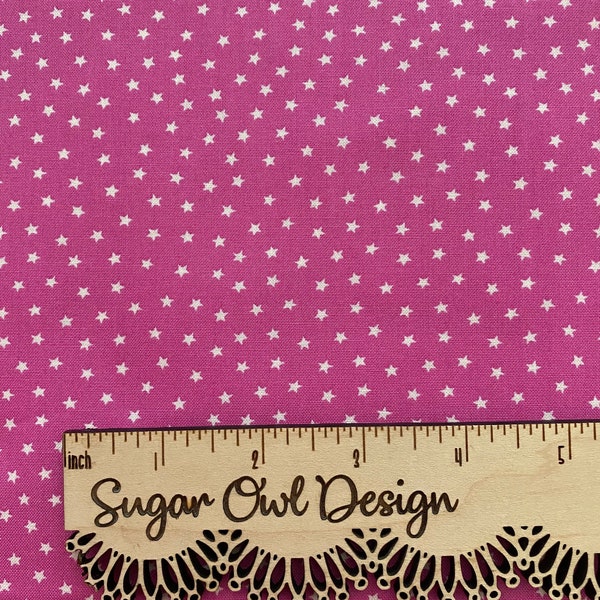 Last 17" of Andover Star Bright Pink with White Star Woven Quilting Fabric Remnant