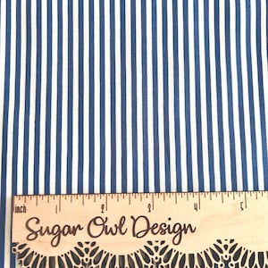 Dark Blue and White Stripe Fabric - Riley Blake Designs 1/8&quot; Stripe -  Denim and White Stripe - Narrow Stripe Fabric