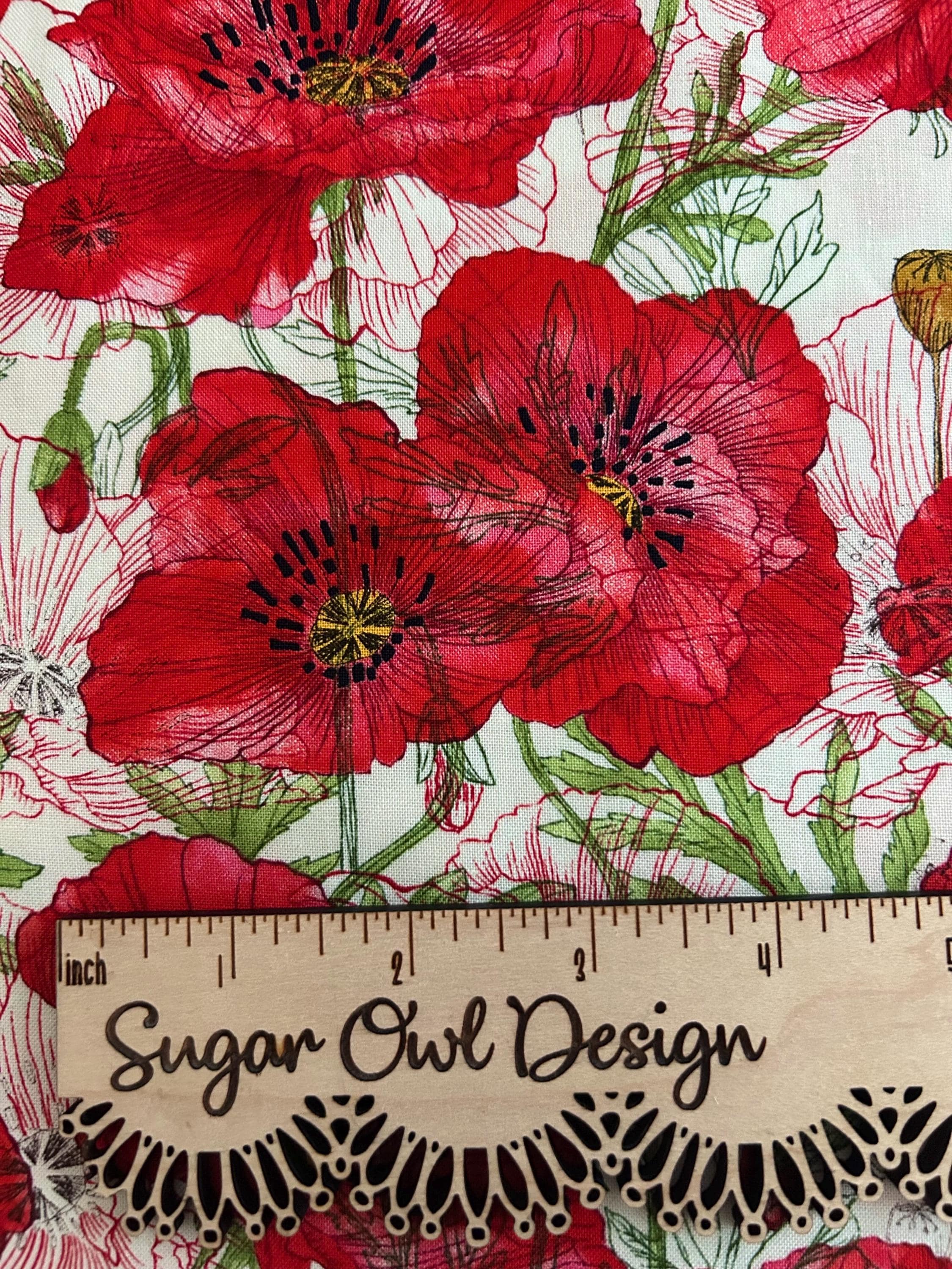 Red Poppies on White Fabric - Superbloom by Robin Pickens for Moda