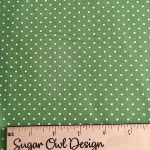 Dark Green Small Dot Fabric - Riley Blake Swiss Dot in Clover - Green and White Pin Dot Cotton Fabric