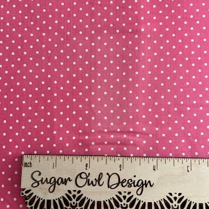 Hot Pink Small Dot Fabric - Riley Blake Swiss Dot - Pink and White Tiny Dot Fabric