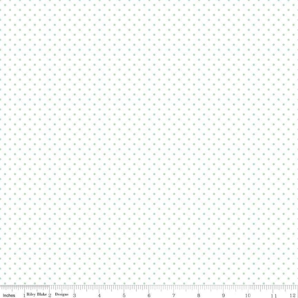 Mint Small Dot Fabric - Riley Blake Swiss Dot - White and Green Pin Dot Fabric