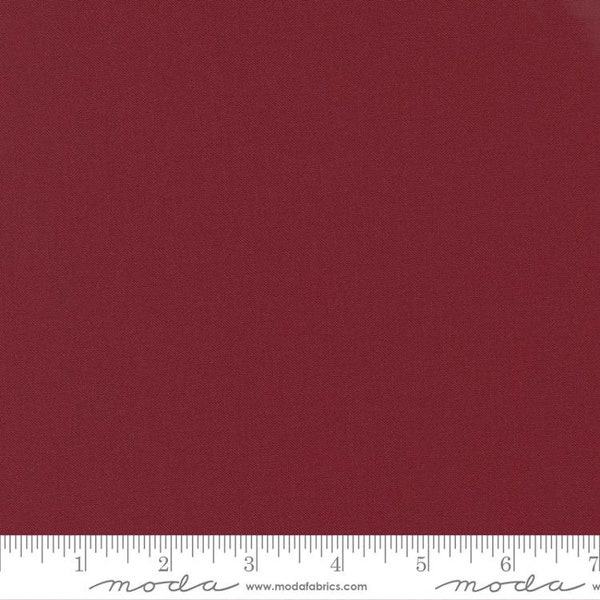 Solid Dark Red Fabric - Moda Bella Solids Kansas Red Cotton - Deep Burgundy Red Colored Solid Fabric