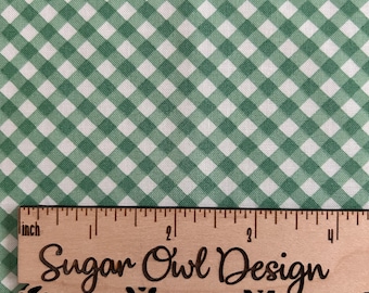 Green and White 1/5” Gingham Fabric -  Spring Gardens in Green by My Mind’s Eye for Riley Blake Designs- Woven Quilting Fabric