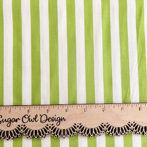 Lime Green and White Stripe Fabric - Riley Blake Designs 1/2" Stripe