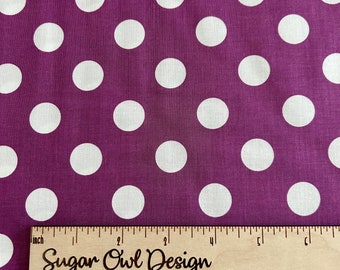 LAST 13" of Purple Polka Dot Fabric - Riley Blake Medium Dot - Purple and White Dot Fabric Remnant