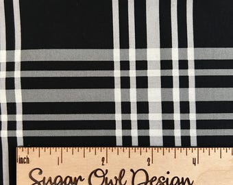 Black and White Plaid Fabric -  Large Plaid from Fleur Noire by My Minds Eye for Riley Blake Designs- Woven Quilting Fabric