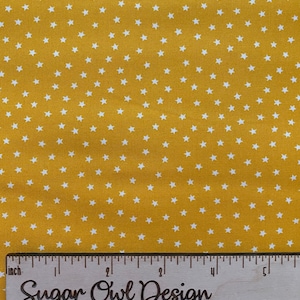 LAST 29&quot; of Yellow with White Star Fabric - Andover Star Bright in Yellow - Woven Quilting Fabric Remnant