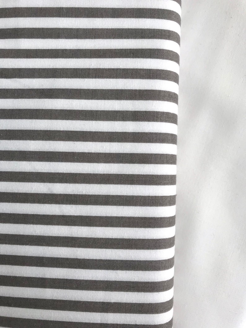 Gray and White Stripe Fabric Riley Blake Designs 1/4 Stripe Grey and White Stripe Narrow Stripe Fabric image 2