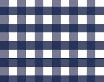 Navy Gingham Fabric - Riley Blake Large Gingham Fabric - Blue and White Check Fabric