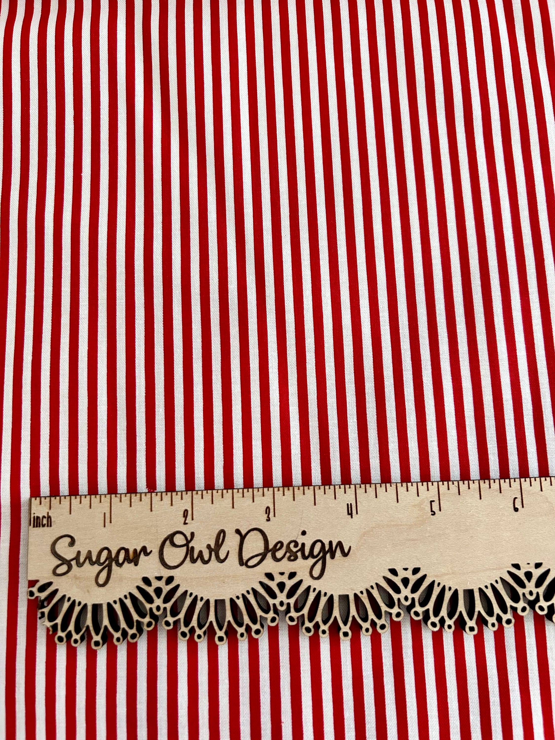 Red and White Stripe Fabric - Riley Blake Designs 1/8" Stripe -  Red and White Stripe - Narrow Stripe Fabric