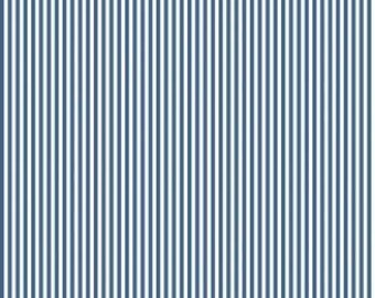 Navy and White Stripe Fabric - Riley Blake Designs 1/8" Stripe - Denim and White Stripe - Narrow Stripe Fabric