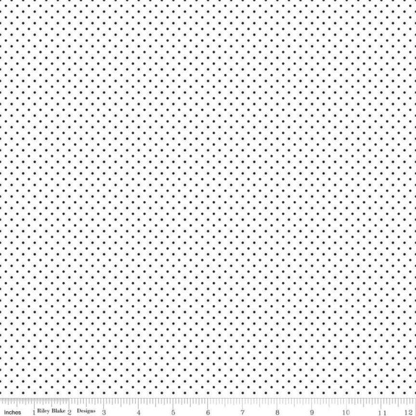 Black Small Dot Fabric - Riley Blake Swiss Dot - Black and White Tiny Dot Fabric