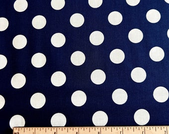 Navy Blue White Polka Dot Cotton Fabric – Riley Blake Medium Dot 14” Remnant