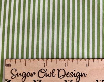 Clover Green and White Stripe Fabric - Riley Blake Designs Clover 1/8&quot; Stripe -  Green and White Stripe - Narrow Stripe Fabric