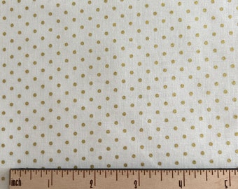 Metallic Gold Small Dot Cotton Fabric – Riley Blake Swiss Dots 11” Remnant