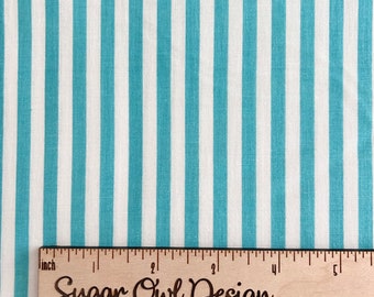 Aqua Blue and White Stripe Fabric – Riley Blake 1/4" Stripe