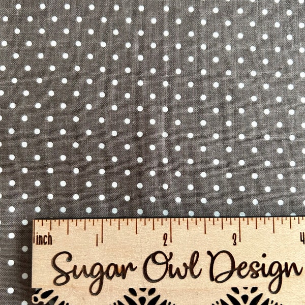 Dark Taupe Gray Small Dot Fabric - Riley Blake Swiss Dot in Steel - Steel Grey and White Tiny Dot Fabric