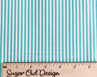Aqua Blue and White Narrow Stripe Fabric - Riley Blake 1/8" Stripe