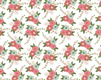Metallic Gold Floral Fabric - Riley Blake Wonderland Bunny Fabric - Flower Fabric