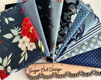 Curated Fat Quarter Bundle of Red, White, Blue Quilt Fabric by Moda and ...