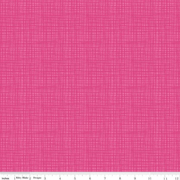 Hot Pink Tone on Tone Cross Hatch Fabric - Riley Blake Designs Texture Basics in Super Pink - Pink Grid Quilters Cotton