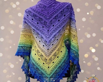 Crochet triangle shawl, crochet wrap, gift for her, boho style