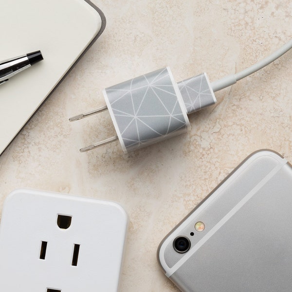 iPhone Charger Decal - Matrix Silver - Tech Gift for Him or Her