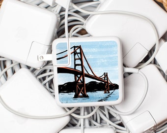 iPhone and Apple Laptop Charger Sticker - Golden Gate Bridge - Tech accessory gift of the Golden Gate Bridge in San Francisco Bay Area