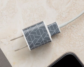 iPhone Charger Decal - Trapezoid Ocean Grey, to match your grey iPhone!  Perfect gift for Apple iPhone users!