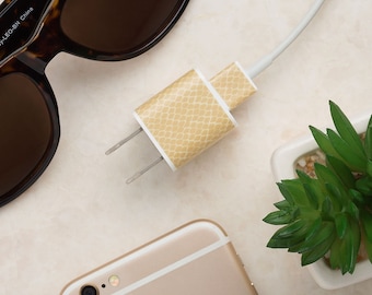 iPhone Charger Decal - Gold Scales - Yellow Tech Gift for Traveller