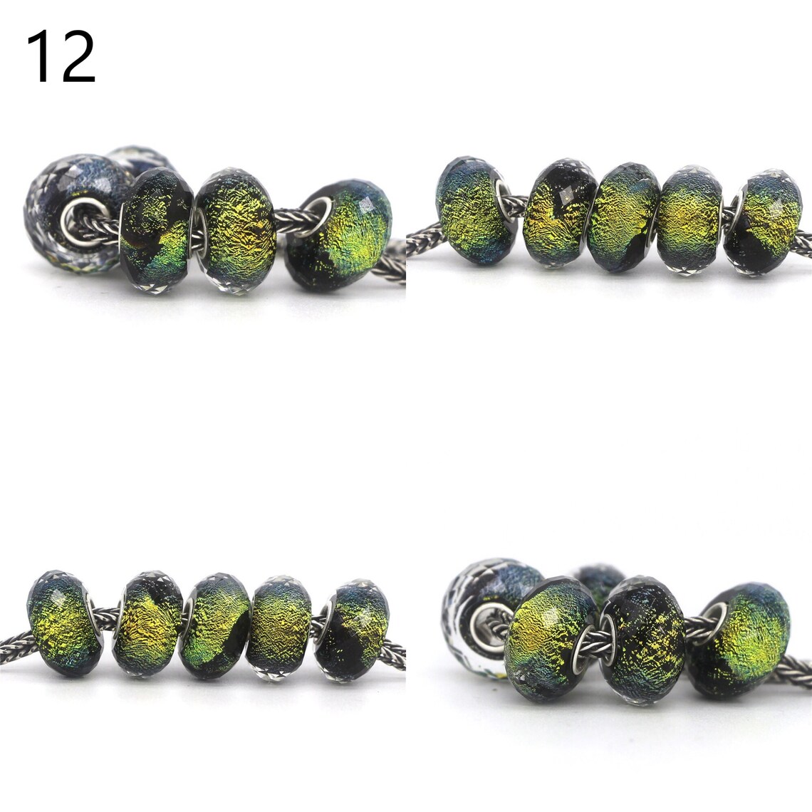 PartII 12 Kind Colored Gold Foil Glass Beads with 925 Silver Etsy