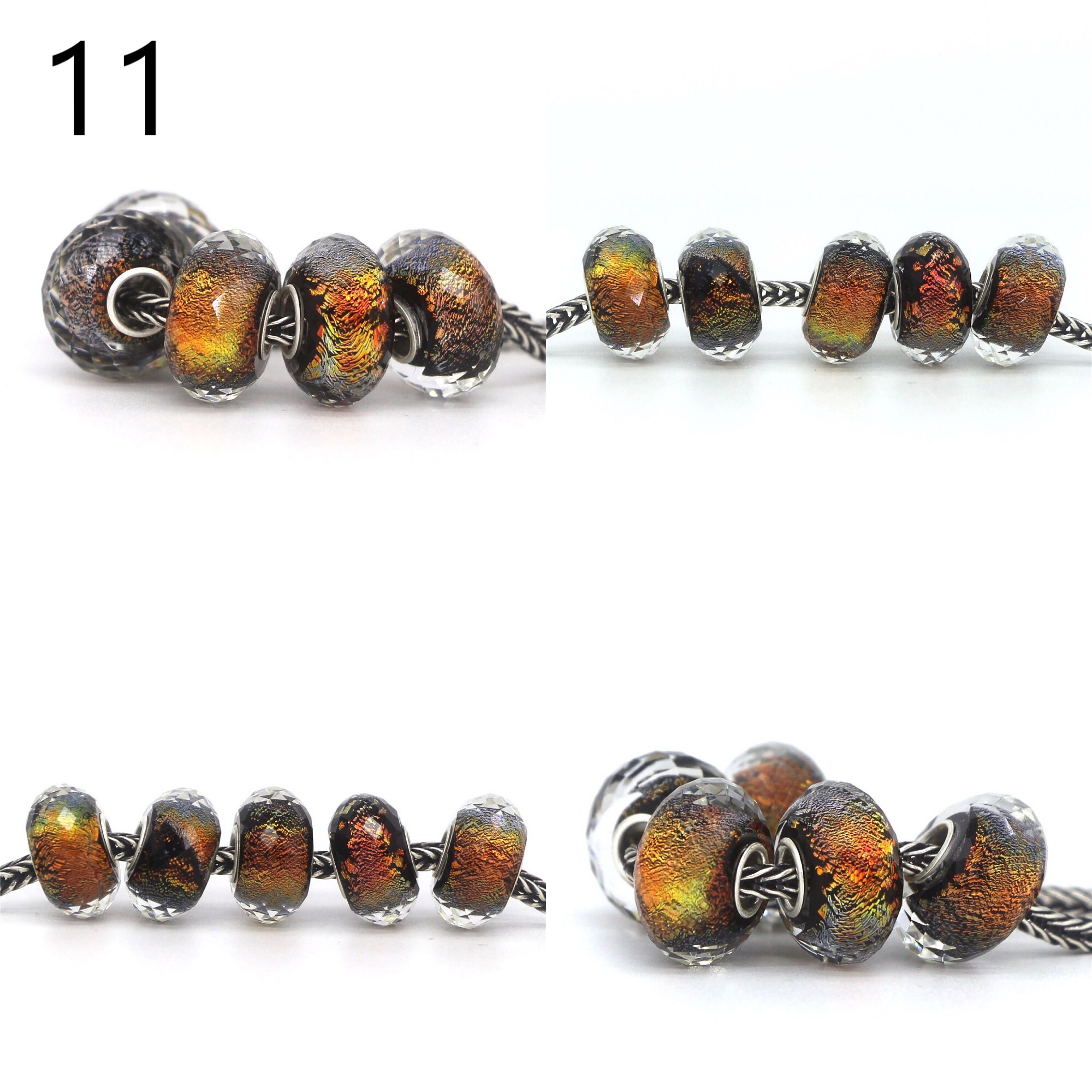 PartII 12 Kind Colored Gold Foil Glass Beads with 925 Silver Etsy