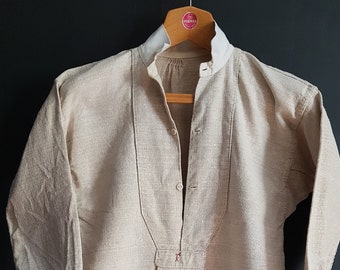 Antique French Linen Shirt Smock Large Workwear Chore