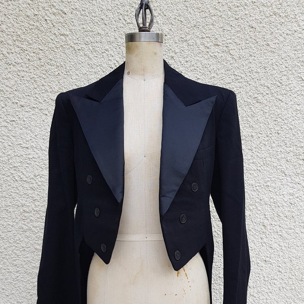 French antique black tailcoat evening tuxedo formal "Thiery" dinner jacket queue de pie menswear womens ladies