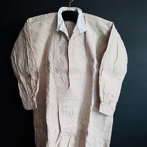 Vintage French chanvre linen work shirt M