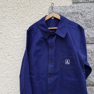 Vintage French dark blue Bleu de Travail &quot;Labor&quot; chore jacket