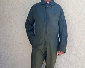 Combinaison De Vol Vintage Armée Allemande - Taille L, Coton Olive, état Très Porté