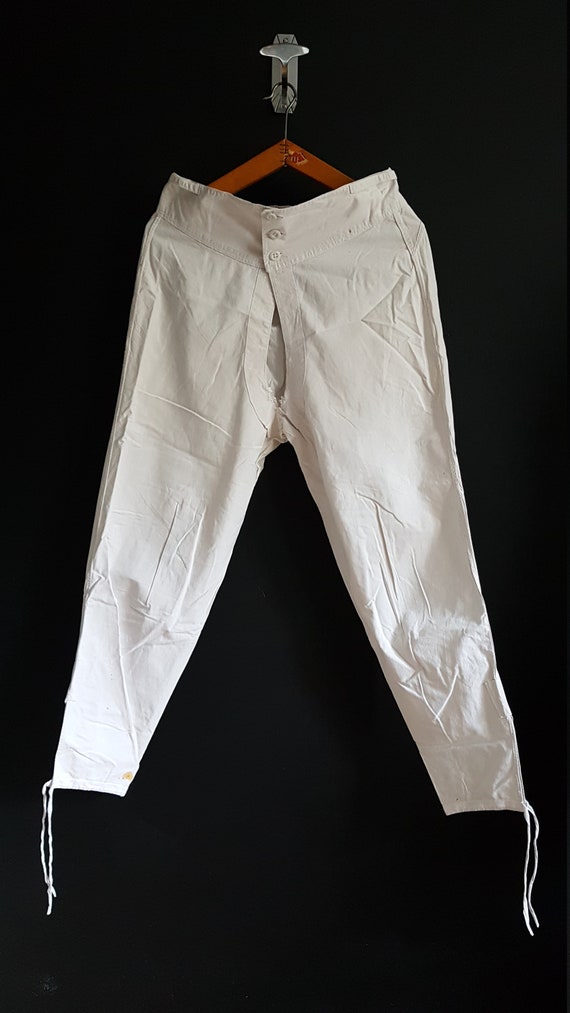 Antique French mens linen drawers underwear breech