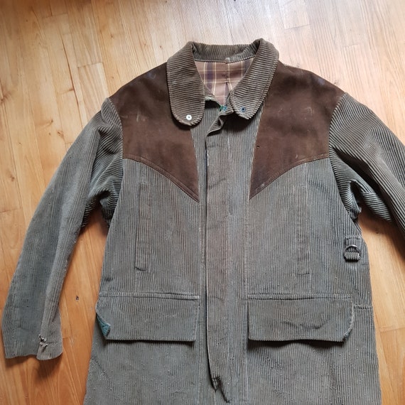 Vintage French mens corduroy suede hunting jacket… - image 1