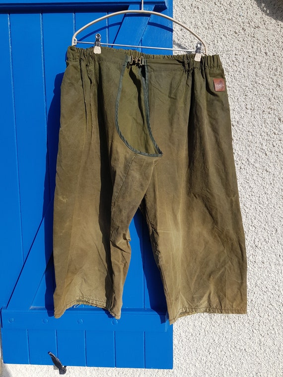 Vintage French Waxed Cotton Chaps Waterproof Leggings Hunting 